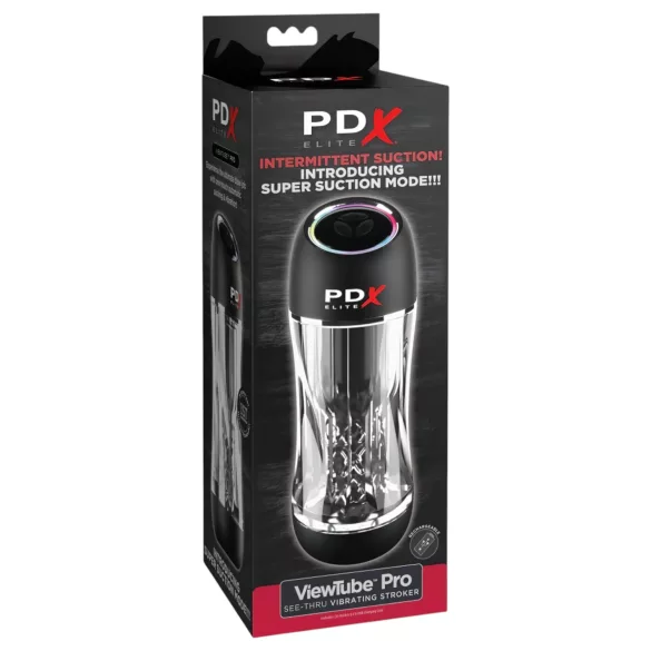 PDX ViewTube Pro - masturbator cu aspirație și vibrații (negru)
