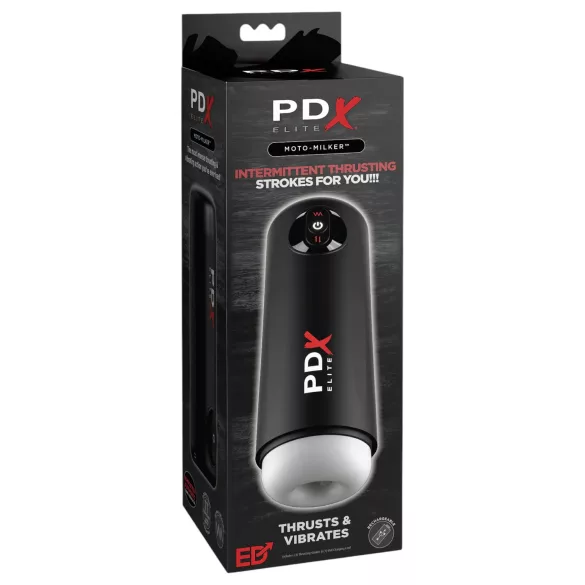 PDX Elite - masturbator automat cu vibrații și pistonare - negru
