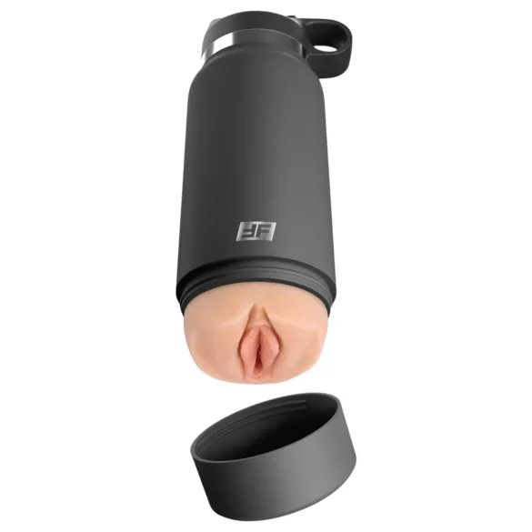 PDX - Fuck Flask Secret Delight - vulvă artificială în sticlă (negru-natural)