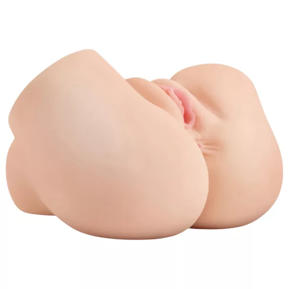 PDX Elite - masturbator 2 în 1 cu aspirație și vibrații (culoare naturală)