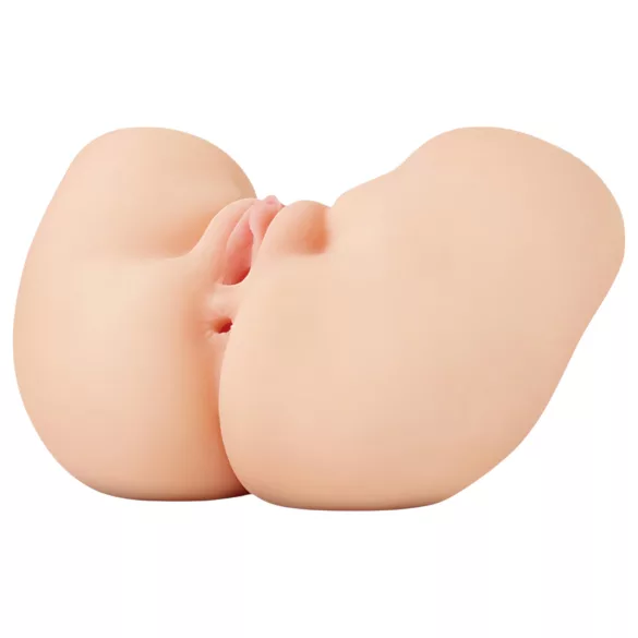 PDX Elite - masturbator 2în1 cu vibrații - culoare naturală