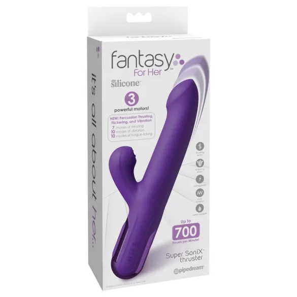 Fantasy For Her - vibrator împingător 2 în 1 și stimulent clitoridian (mov)