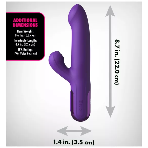 Fantasy For Her - vibrator împingător 2 în 1 și stimulent clitoridian (mov)