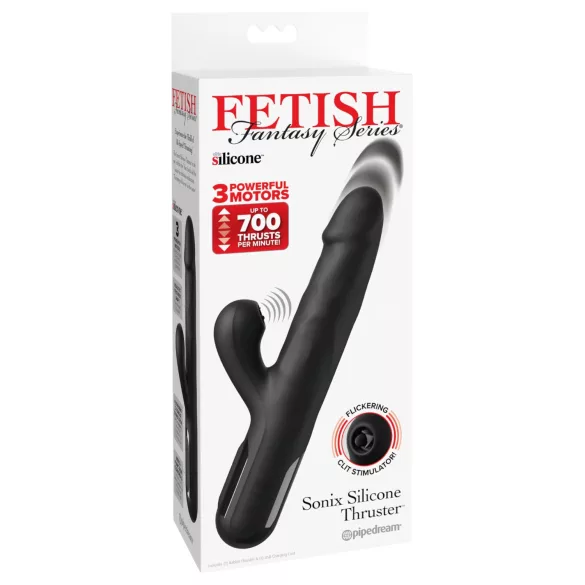 Fetish - vibrator împingător cu 3 motoare (negru)
