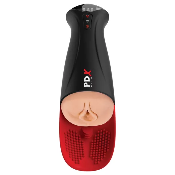 PDX Elite Fuck-O-Mat Pro XL - masturbator vibrator cu aspirație stimulată (negru)