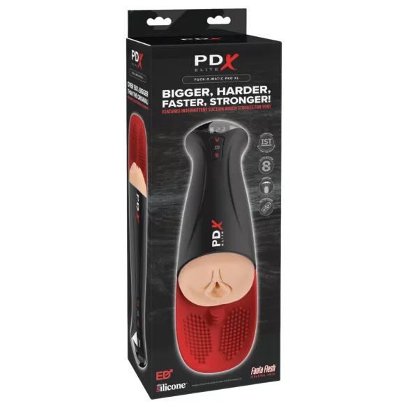 PDX Elite Fuck-O-Mat Pro XL - masturbator vibrator cu aspirație stimulată (negru)