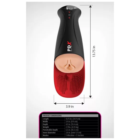 PDX Elite Fuck-O-Mat Pro XL - masturbator vibrator cu aspirație stimulată (negru)