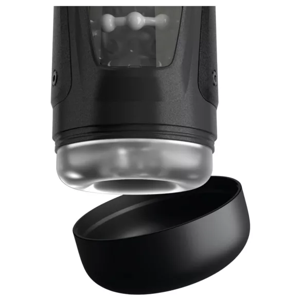 PDX Elite Moto-Bator Pro - masturbator cu împingere, cu bile și încălzire (negru)