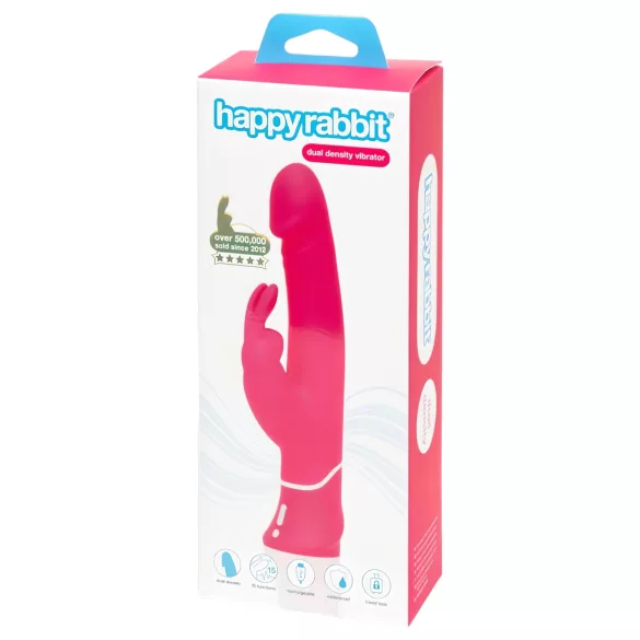 Happyrabbit Dual Density - vibrator impermeabil cu braț pentru clitoris (roz)