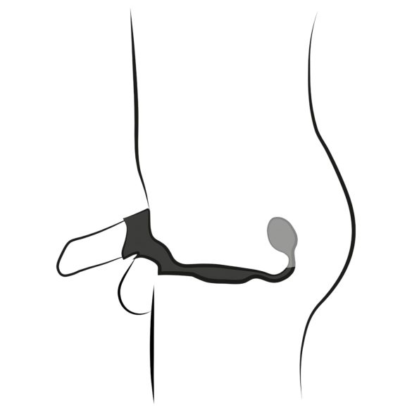 Rebel - inel pentru penis și testicule cu vibrator anal - negru