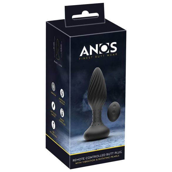 ANOS - vibrator anal cu bile rotative - negru