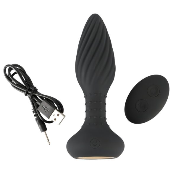 ANOS - vibrator anal cu bile rotative - negru