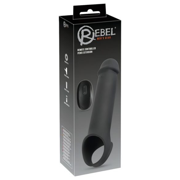 Rebel - mânecă pentru penis cu vibrații, wireless, reîncărcabilă, negru