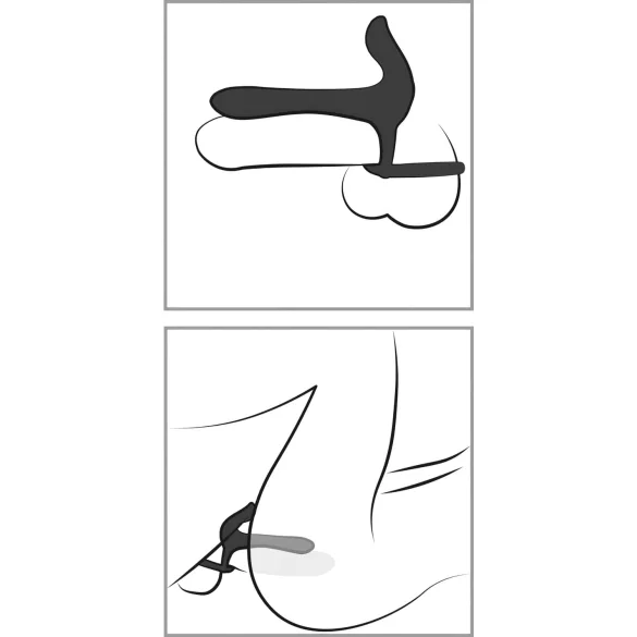 Black Velvets - vibrator cuplu 2în1 și inel pentru penis - reîncărcabil, negru