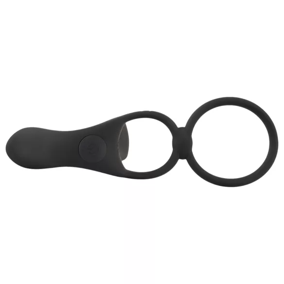 Black Velvets - vibrator cuplu 2în1 și inel pentru penis - reîncărcabil, negru