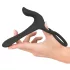 Black Velvets - vibrator cuplu 2în1 și inel pentru penis - reîncărcabil, negru