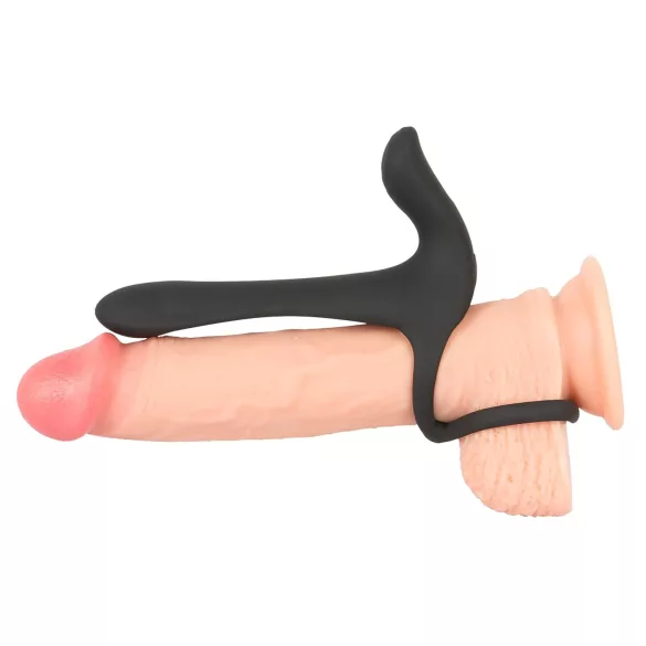 Black Velvets - vibrator cuplu 2în1 și inel pentru penis - reîncărcabil, negru