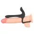 Black Velvets - vibrator cuplu 2în1 și inel pentru penis - reîncărcabil, negru