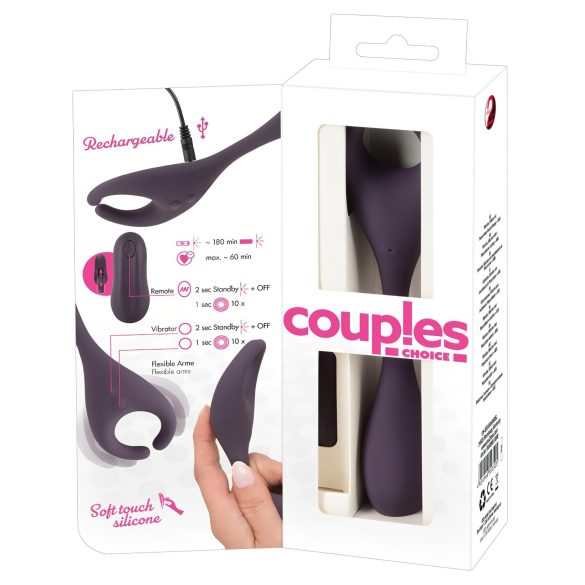 Couples Choice - vibrator dublu cu telecomandă, reîncărcabil - mov