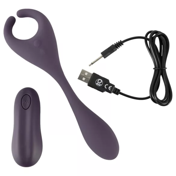 Couples Choice - vibrator dublu cu telecomandă, reîncărcabil - mov