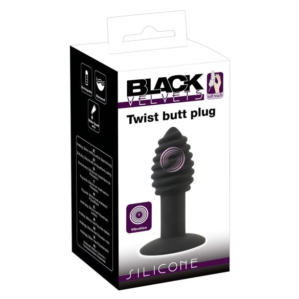 Black Velvet Twist - vibrator anal din silicon, reîncărcabil (negru)