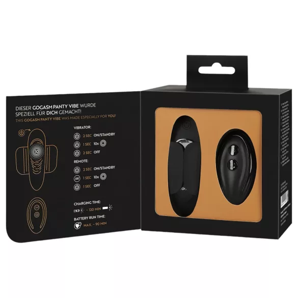 GoGasm Panty - vibrator clitoridian wireless reincarcabil - negru