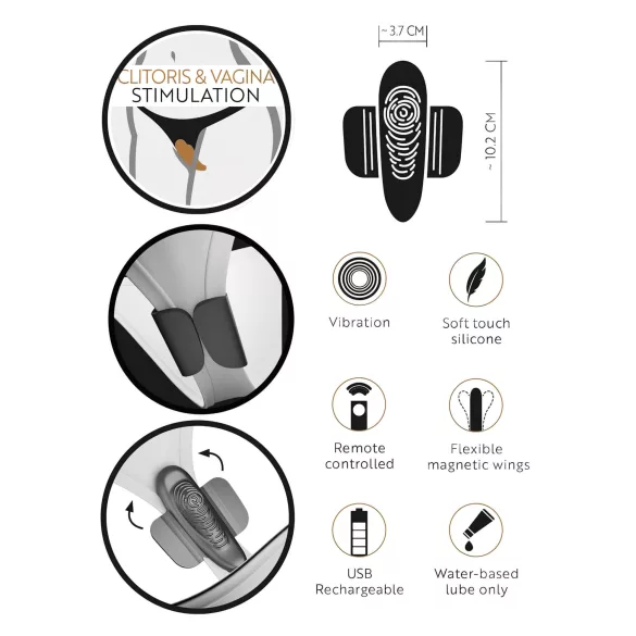 GoGasm Panty - vibrator clitoridian wireless reincarcabil - negru