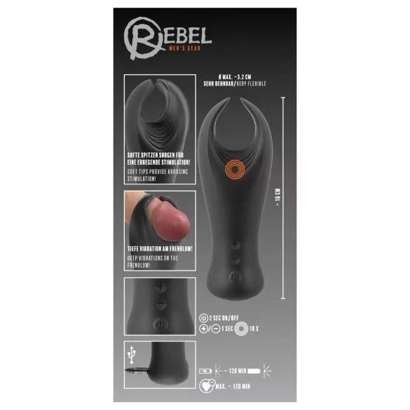 Rebel - masturbator vibrant gland penian - silicon negru