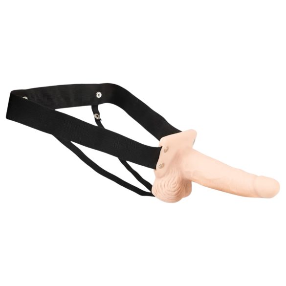You2Toys - dildo strap-on gol cu vibrații - culoare naturală