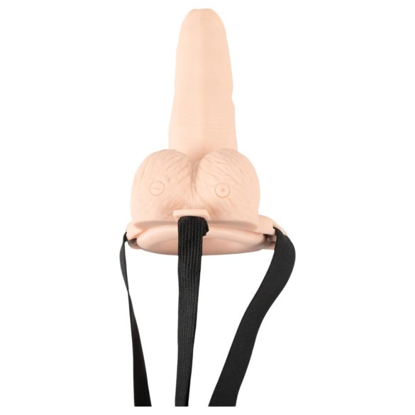 You2Toys - dildo strap-on gol cu vibrații - culoare naturală