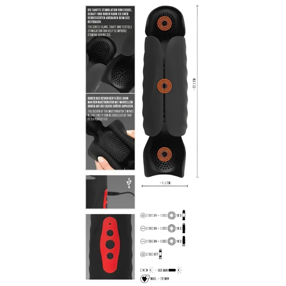 Rebel - vibratoare gland cu 3 motoare - negru