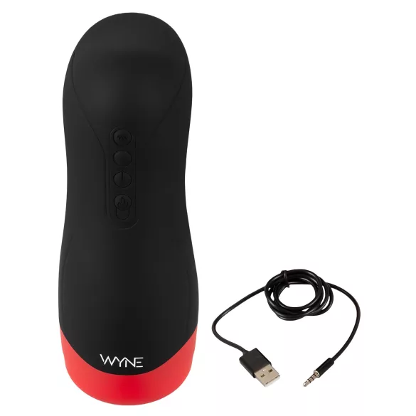 WYNE 01 - Masturbator cu baterie, vibrator-sucțiune și încălzire (negru)