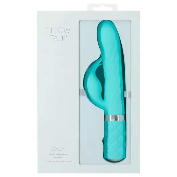 Pillow Talk Lively - vibrator turcoaz cu braț clitoridian, reîncărcabil.