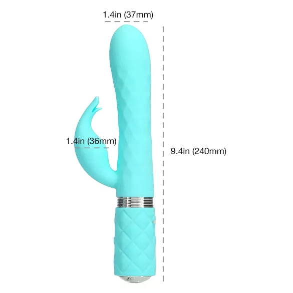 Pillow Talk Lively - vibrator turcoaz cu braț clitoridian, reîncărcabil.