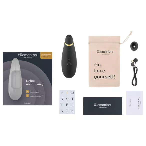 Womanizer Premium 2 - stimulator clitoris cu unde de aer - negru