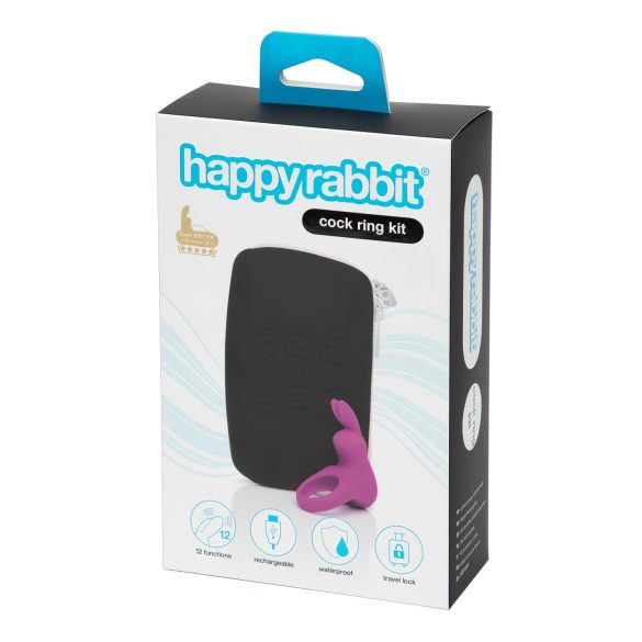 Happyrabbit Cock Kit - inel vibratoriu cu depozitare (mov)