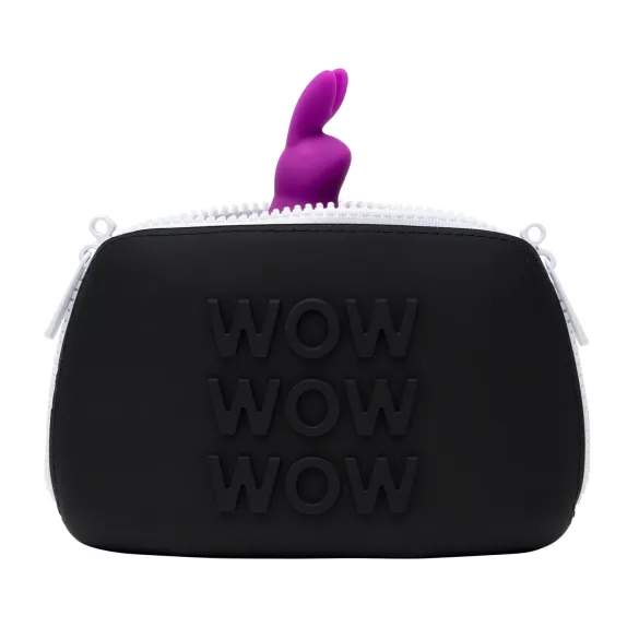 Happyrabbit - inel vibrator penis cu suport depozitare - silicon mov
