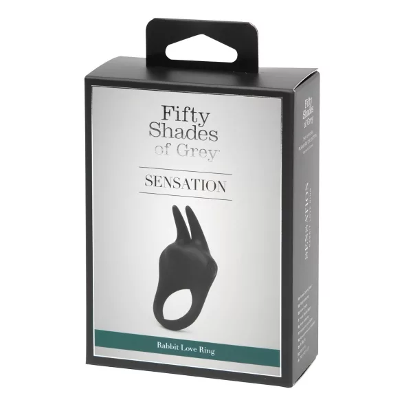 Fifty Shades of Grey - inel pentru penis cu vibrator clitoridian - silicon negru