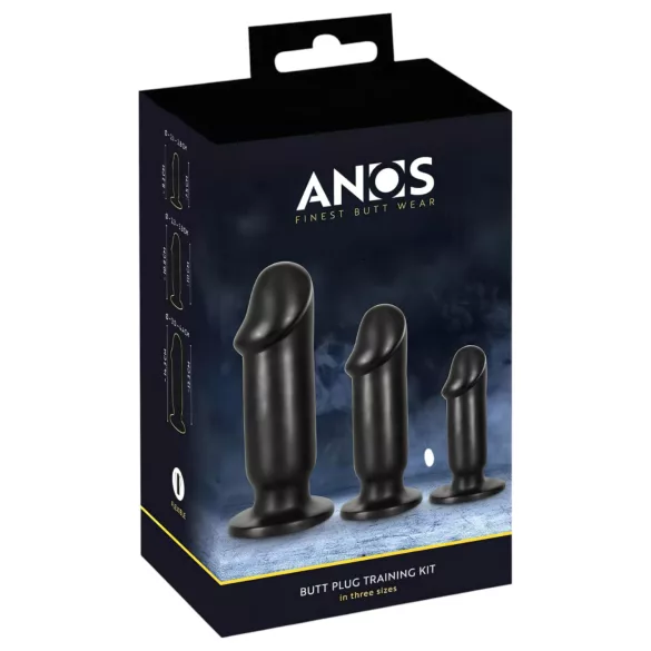 Anos - set dopuri anale pentru antrenament - 3 piese - negru