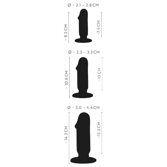 Anos - set dopuri anale pentru antrenament - 3 piese - negru