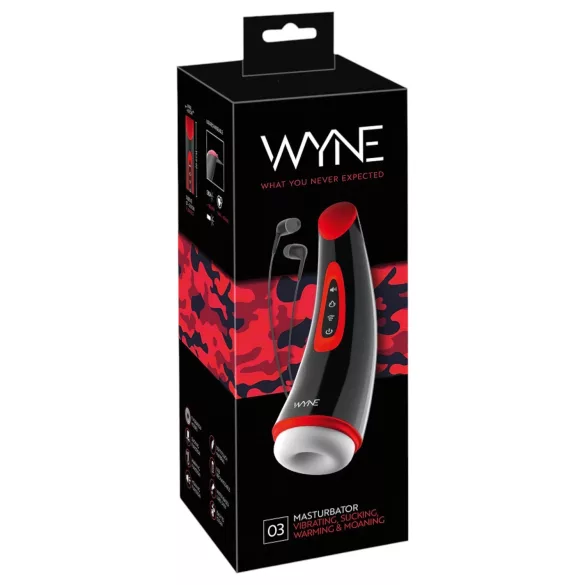 WYNE 03 - masturbator cu vibrații și funcție de sucțiune - reîncărcabil - negru