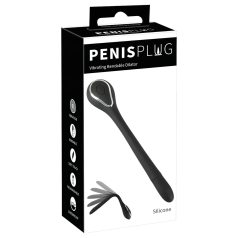 Penis Plug Dilator - dilatator vibrator cu acumulator (1,1cm) - negru   Penis Plug Dilator - dilatator vibrator cu acumulator (1,1cm) - negru