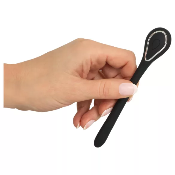 Penis Plug Dilator - dilatator vibrator reîncărcabil penis, 1cm, negru