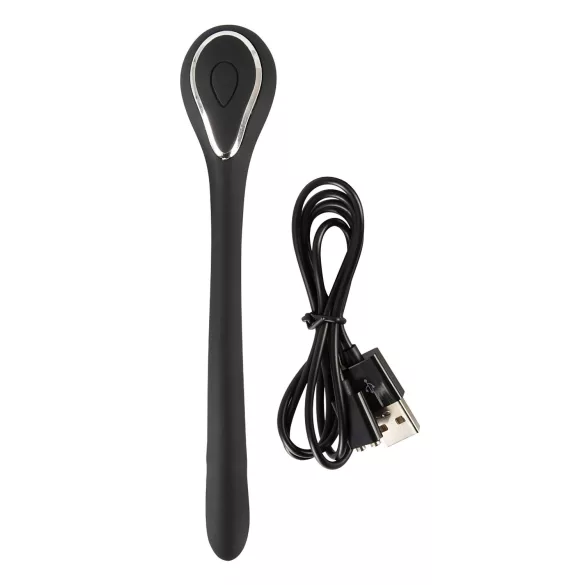 Penis Plug Dilator - dilatator vibrator reîncărcabil penis, 1cm, negru