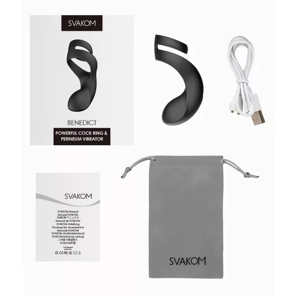 Svakom Benedict - inel pentru penis vibrator cu stimulare perineu - negru