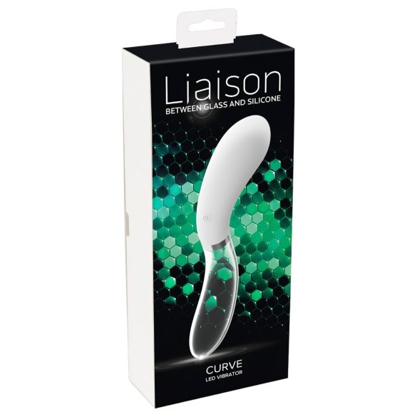 Vibrator reîncărcabil cu LED Liaison Curve (transparent-alb)