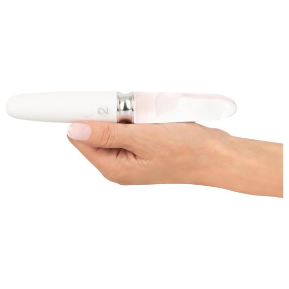 Liaison Straight - vibrator LED cu acumulator (transparent-alb)