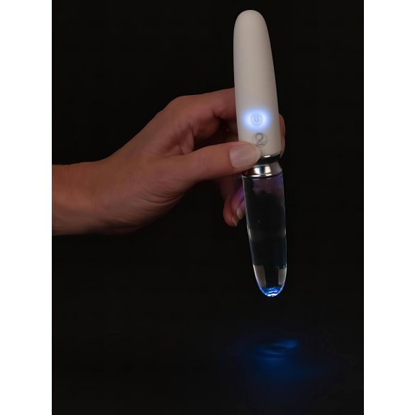 Liaison Straight - vibrator LED cu acumulator (transparent-alb)