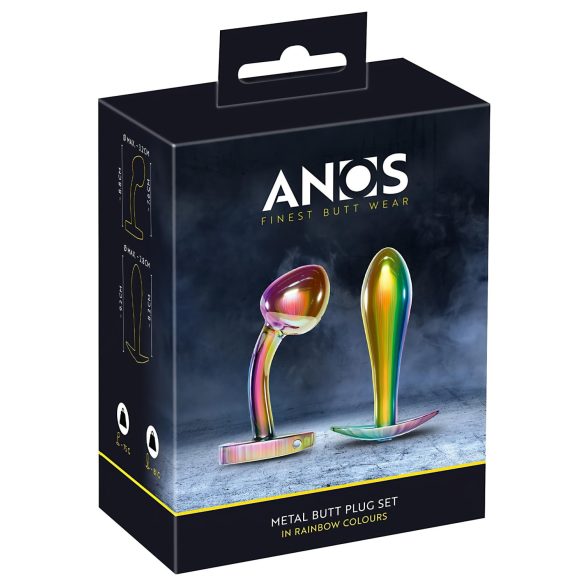 ANOS Metal Rainbow - set dopuri anale metalice (2 piese)