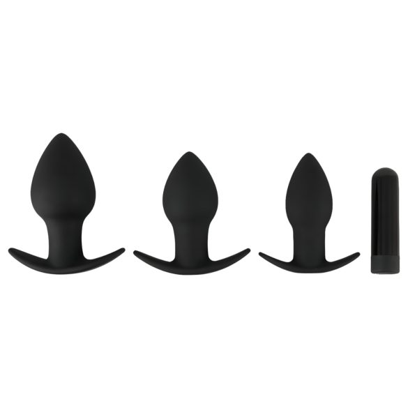 Black Velvets - set vibratoare anale reîncărcabile - 3 piese - negru